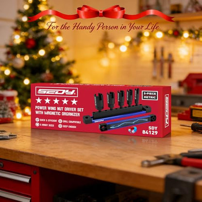 5-Piece Wing Nut Driver Set (10mm,12mm,14mm,16mm,18mm) with Magnetic Aluminum Storage Rail, 1/4" Hex Shank Wing Nut Driver Bit Set, Metric Wing Nut socket Set for Wing Nut, Eye Bolt, Wire Twisting - style: 5 Pcs Wing Nut Driver Set(10-18mm)