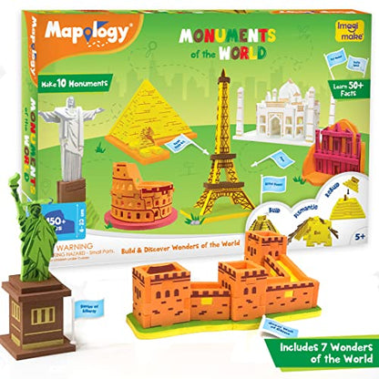 Imagimake Mapology Monuments of World & Monuments of USA Bundle - 3D Puzzle Activity Toy for Kids | DIY Arts and Craft Kits for Kids Ages 4 5 6 7 8 Years
