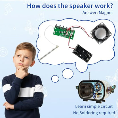 DIY Wooden FM Radio Kit, Build Your Own Functional Radio, STEM Engineering Project with Pre-Assembled Circuit Board, Hands-On Electronics Learning Kit, Creative DIY Gift for Teens, Students & Makers - style: FM Radio