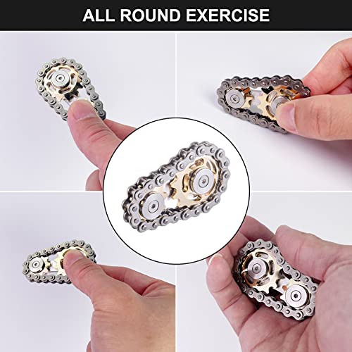 Bike Chain Gear Fidget Spinner Metal Sprocket Chain Fidget Toy, Gold - color: Gold Plating Sprockets