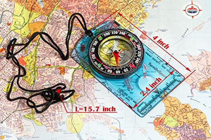 TurnOnSport Orienteering Compass - Advanced Scout Compass for Hiking, Camping, and Backpacking - Best Survival Gifts for Kids
