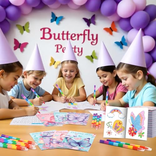 BenLouis 24 Pcs Butterfly Mini Coloring Books for Kids Party Favors - style: Butterfly
