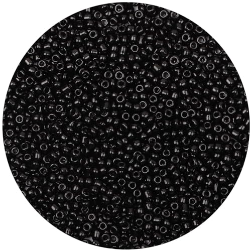 5000pcs Black Glass Seed Beads Bulk, Small Tiny Waist Spacer Beads for Bracelet, Necklace Jewelry Making, DIY Craft Projects(3mm 8/0) - color: Bright Black, size: 3mm