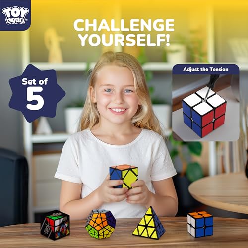 STEAM Life Speed Cube Set 5 Pack Magic Cube | Includes Speed Cubes 3x3, 2x2 Speed Cube, Pyramid Cube, Megaminx Cube Puzzle Cube Bundle for Kids & Adults - color: 5 Pack Cubes