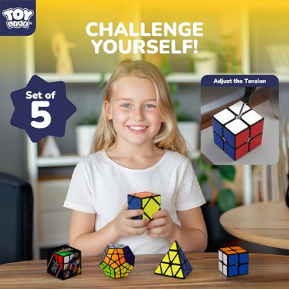 STEAM Life Speed Cube Set 5 Pack Magic Cube | Includes Speed Cubes 3x3, 2x2 Speed Cube, Pyramid Cube, Megaminx Cube Puzzle Cube Bundle for Kids & Adults - color: 5 Pack Cubes
