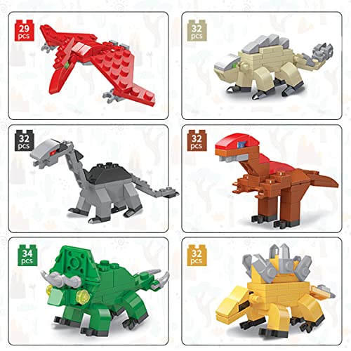 Mini Building Block Sets,12 Pack Dinosaur Toys Building Blocks, 6 in 1 STEM Toys Eggs Building Sets, Party Favors for Kids Goodie Bags Prizes Birthday - style: Dinosaur building block set