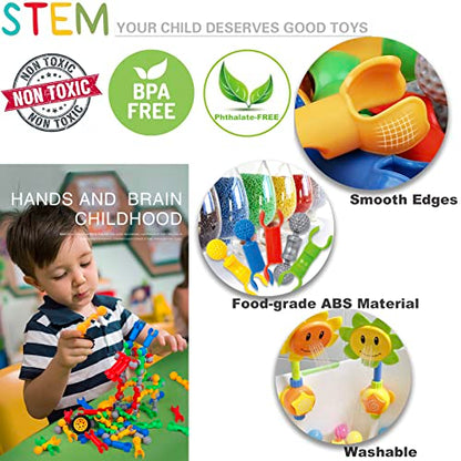170 Pcs STEM Building Toys for Kids Ages 4-8, Building Blocks Educational Construction Engineering Building Kit for Ages 3 4 5 6 7 8 9 Year Old Creative Kids Games, Christmas Birthday Gifts Boys Girls - color: Green