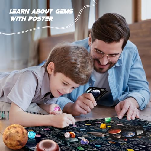Gemstone Dig Kit - 40 Real Gems & Crystals, STEM Toy for Kids 6+