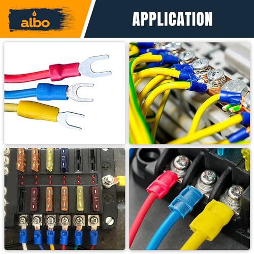 ALBO Heat Shrink Crimp Connectors (Fork 150pcs Red #10 AWG 22-16) - color: Fork 150pcs Red #10 AWG 22-16