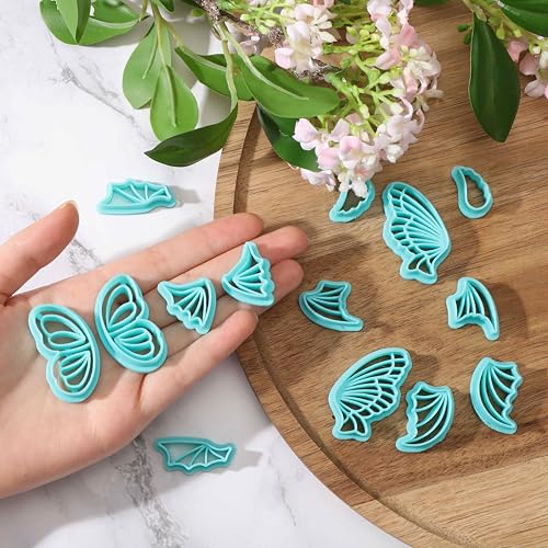 beinkmake 14Pcs Wings Polymer Clay Cutters Angel Wing Clay Earrings Cutters for Adults Bat Butterfly Dragon Wing Cute Polymer Clay Cutter for Jewelry Earrings Making Birthday Party DIY Supplies - style: Wing