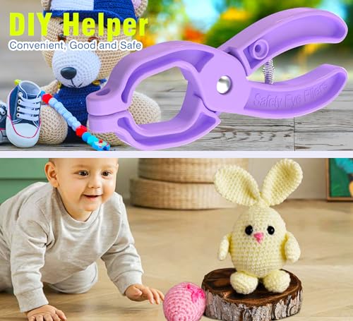 GEOCCI Safety Eye Tool Auxiliary Tool for Attaching Safety Eyes for Crocheting Safety Eyes Crochet Tools for Amigurumi Crochet & Stuffed Animal Eyes Making Supplies Tool（Purple） - color: Purple