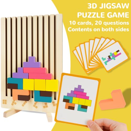 Ainiv Wooden Stacking Puzzle Toy, 3D Russian Block Puzzle