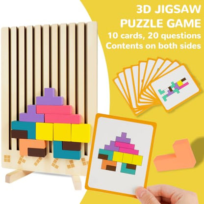 Ainiv Wooden Stacking Puzzle Toy, 3D Russian Block Puzzle