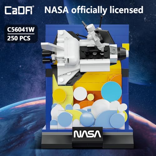 CaDA C56041W Space Shuttle Building Block Model, Space Exploration Series with Nassa Logo Display Base, White Spacecraft Creative Assembly Toy, Science and Education Collectible Ornaments 250 Pieces - color: C56041w