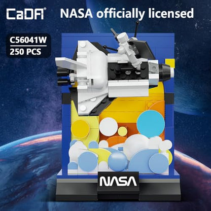 CaDA C56041W Space Shuttle Building Block Model, Space Exploration Series with Nassa Logo Display Base, White Spacecraft Creative Assembly Toy, Science and Education Collectible Ornaments 250 Pieces - color: C56041w