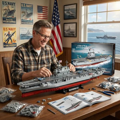 USS CV-6 Enterprise - Battleship Building Blocks,1883 PCS for Adults - style: USS CV-6