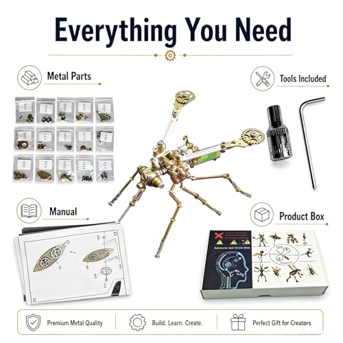 3D Metal Model Mechanical Kits Steampunk Insects Mosquito Puzzle for Adults 140+ Parts 3 Hours Build Cool Desk Decor Christmas & Birthday Gift for Men Father (Mosquito) - style: Mosquito