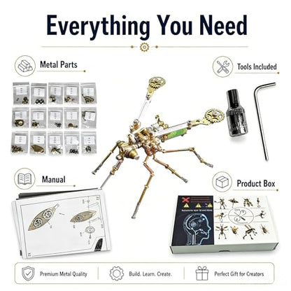 3D Metal Model Mechanical Kits Steampunk Insects Mosquito Puzzle for Adults 140+ Parts 3 Hours Build Cool Desk Decor Christmas & Birthday Gift for Men Father (Mosquito) - style: Mosquito