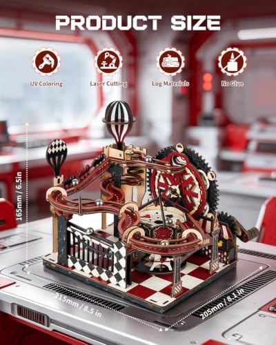 3D Puzzles for Adults, Fantasy Land Wooden Marble Run Mechanical Model Building Kits for Adults to Build, Wooden Puzzles Gear Ball Building, DIY Kits Puzzle Gifts for Adults Home Decor - color: Fantasy Land