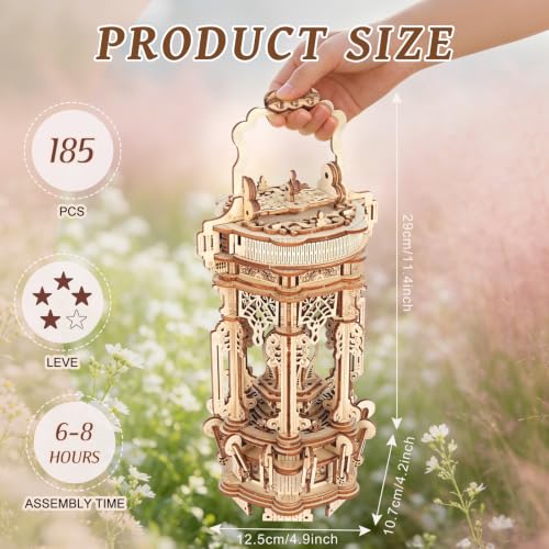 3D Wooden Puzzles for Adults, LED Light Lantern Building Model Kit