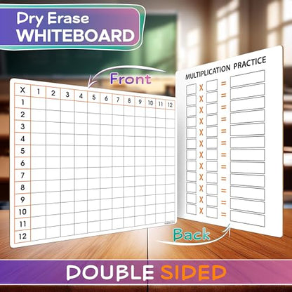 SCRIBBLEDO Multiplication Dry Erase Board 11x14, 12 Practice Problems