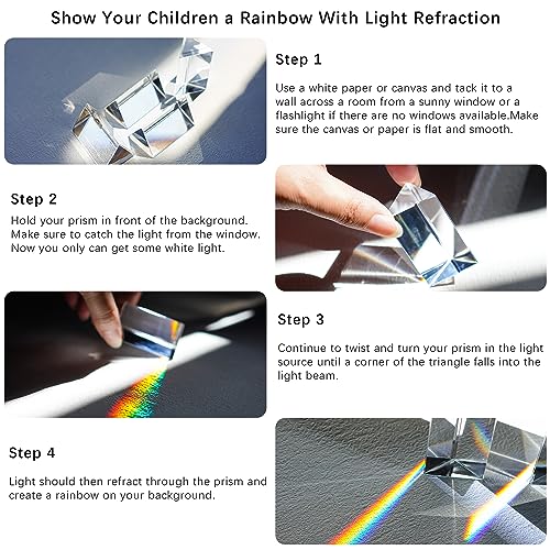 QFkris 4pcs Clear K9 Crystal Triangular Prism for Photo Rainbow Lights - color: 4-packs
