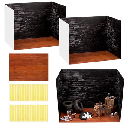 AmazingSpark 2 Set Mystery Diorama Box and Floor Sticker Decor, Action Figure Diorama Project Supplies Set, Cardboard Display Case Kit with Double Sided Tapes for Basement Vehicle Model DIY Crafts - style: Mystery