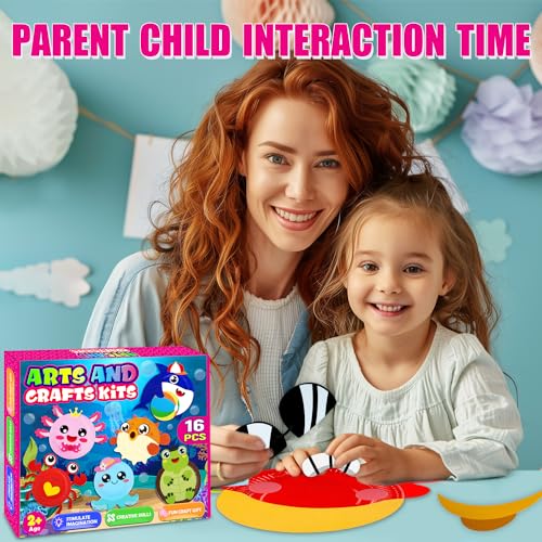 16 Pack Arts and Crafts for Kids Toddler DIY Animal Paper Plate Art Gifts - style: ocean