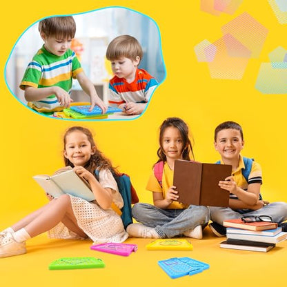 20 Pcs Plastic Double Sided Geoboard Mathematical Manipulative Material Geoboard Plastic Graphical Geo Board with Rubber Bands for Kindergarten Geometric Shape Learning Toys,4 Colors