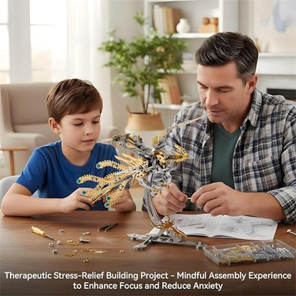 3D Metal Puzzles for Adults, Mechanical Phoenix Bird Model Kit - color: Phoenix-gold