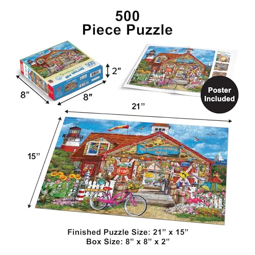 MasterPieces 550 Piece Jigsaw Puzzle for Adults, Family, Or Youth - Greetings from New England - 18" x 24" - style: New England