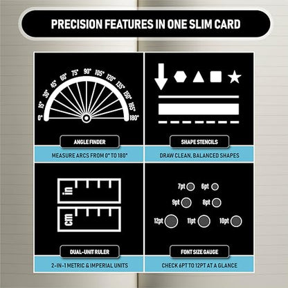 Pocket Journal Stencil - Stainless Steel Metal Bookmark with Circle Template, Ruler Conversion, Protractor & Golden Ratio - Planner Accessories for Journaling, Bible Study, Sketching & Notes