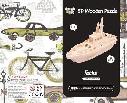 Georgie Porgy 3D Wooden Puzzles for Kids Toys Construction Woodcraft Kits DIY Model Puzzle Kits Birthday Gifts Pack of 2 (Civil Airplane Yacht) - color: Civil Airplane Yacht