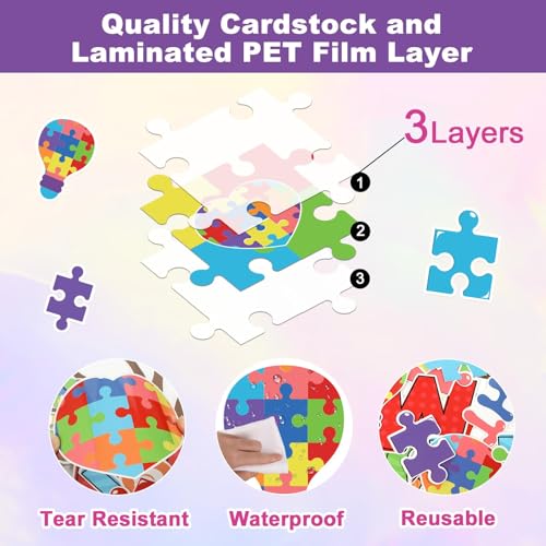 Motivational Bulletin Board Decoration Set Classroom Positive Inspirational Grade Decor Puzzle Pieces Cutouts for Chalkboards Welcome Back to School Home Wall (kindergarten，1st，2nd，3rd，4th，5th，6th) - style: Puzzle Pieces with Grade