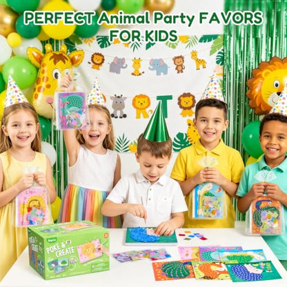 JoyCat 24 Pack Animal Poke Art Party Favors, Mess-free Craft Kits Ages 4-8