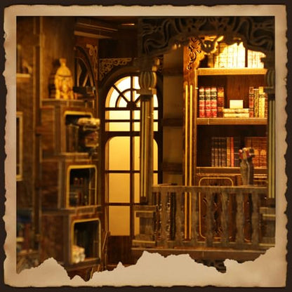 Book Nook Kit, DIY Miniature House Kit, Mini House Building Kit, Miniature Dollhouse Kit for Adults and Teens, 3D Wooden Puzzles with LED Light, Bookshelf Craft Kit (Ancient Book Collection Room) - color: Ancient Book Collection Room