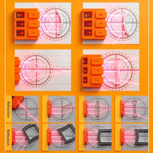 EXBEPE Physics Optics Experiment Set Prisms Convex Lens Triple Laser Refraction School Light Refraction Reflection Learning Educational Science Kits