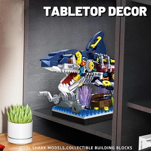 Mechanical Shark Building Blocks Set, Rotatable Shark Toys, 499 PCS