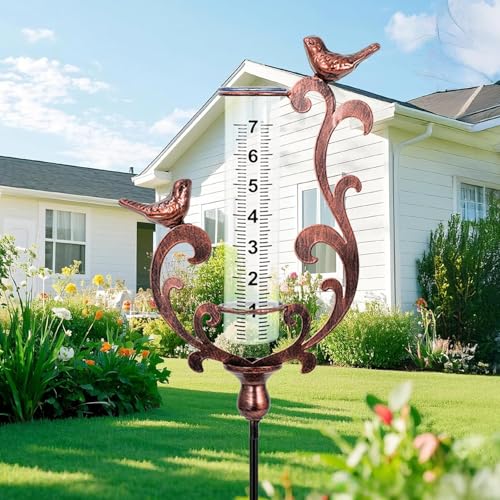 Rain Gauge Outdoor, 39" Cast Iron Bird Rain Gauge Outdoors Best Rated - color: Bronze - Bird