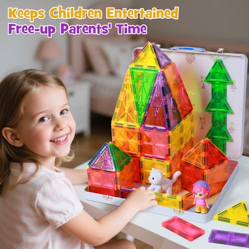 Premium Magnetic Tiles 100pcs: Durable STEM Building Blocks Kids 3-8 - size: 100 PCS
