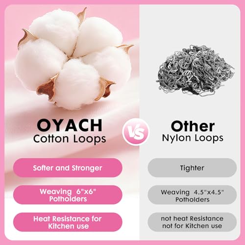 OYACH 7inch Cotton Weaving Potholder Loom Refill Loops,White 160pcs Dyeable - color: White 7" Cotton Loops
