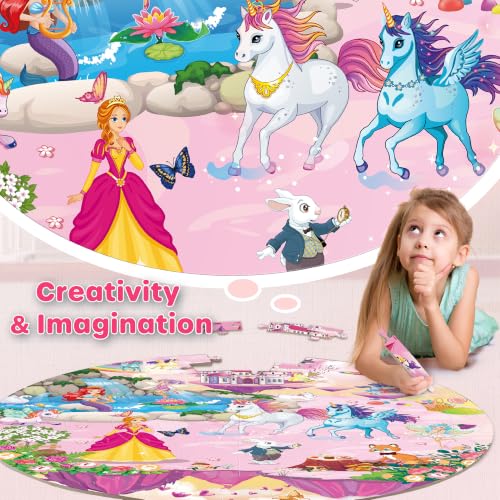 SYNARRY Unicorn Princess Mermaid Fairy Floor Puzzles for Kids Ages 3-5 - style: Unicorn Princess Mermaid Fairy
