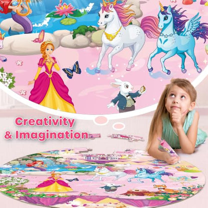 SYNARRY Unicorn Princess Mermaid Fairy Floor Puzzles for Kids Ages 3-5 - style: Unicorn Princess Mermaid Fairy