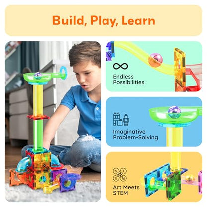 PicassoTiles Marbles for Magnetic Block Tiles Race Track Building Maze Set - color: 8 Piece Marbles for Marble Run