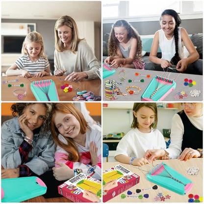 Maynacs Friendship Bracelet Making Kit for Girls 8-12, 28 Pre-Cut Threads - color: LightBlue/Pink