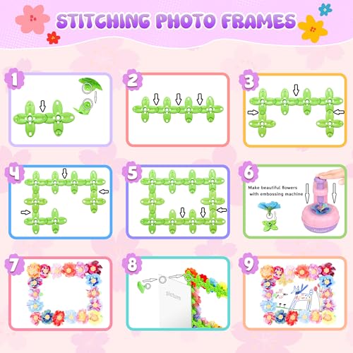 GirlsHome 300+PCS Fabric Flower Bouquets Toys, DIY Flower Craft Kits - color: Purple Pink