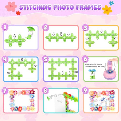 GirlsHome 300+PCS Fabric Flower Bouquets Toys, DIY Flower Craft Kits - color: Purple Pink