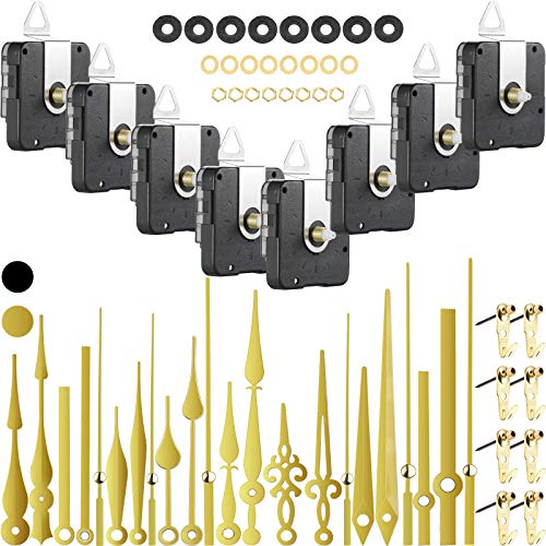 Mudder 8 Pcs Silent Clock Movement Mechanism Kit with 8 Different Pairs of DIY Clock Hands 13 Mm/ 0.51" Shaft Length DIY Repair Parts Kit Replacement Motor