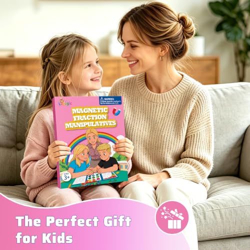 Magnetic Fraction Playbook 164 Pcs Math Manipulatives Toy for Kids - color: Pink