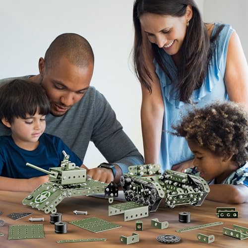 Lucky Doug STEM Building Projects Model Army Tank Set - 284 Pieces STEM Project Building Toys for Kids Ages 8-12, Assembly Science Kit Educational Toys Gift for Kids Boys 7 8 9 10 11 12-16 Years Old - style: 8801